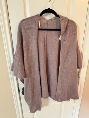 True Craft Dusty Lavender Med Open Knit Short Sleeve Acrylic Sweater Grandmacore